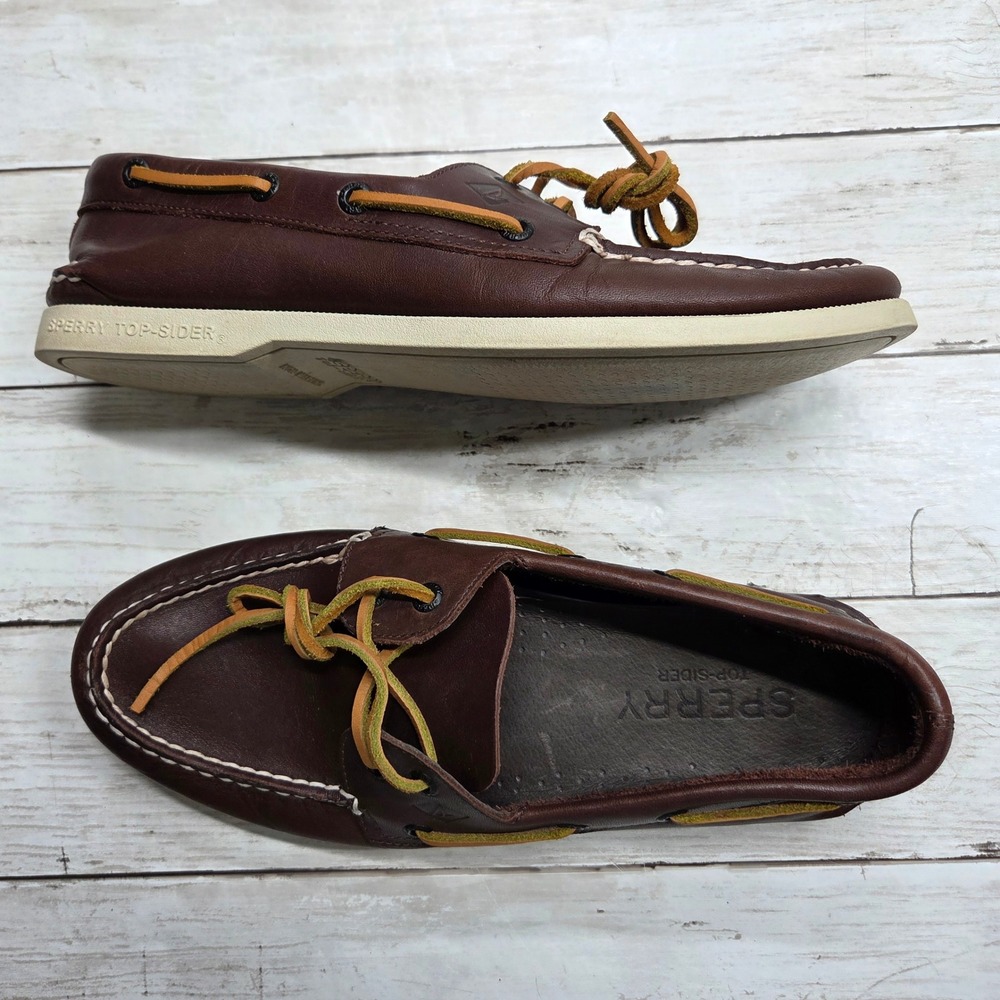 Sperry Top-Sider Boat Shoe Loafer Men 9M Brown Leather 0195115 Nautical Classic